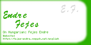 endre fejes business card